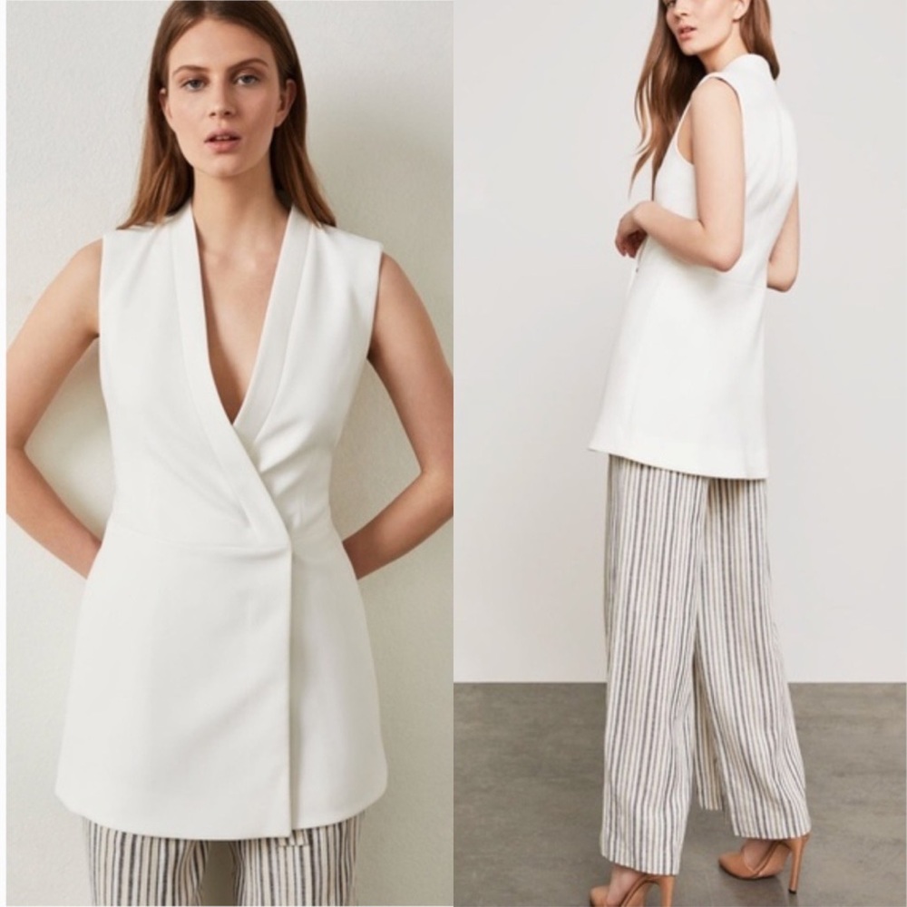 BCBGMAXAZRIA Caryn Wrap Vest Dress Off White